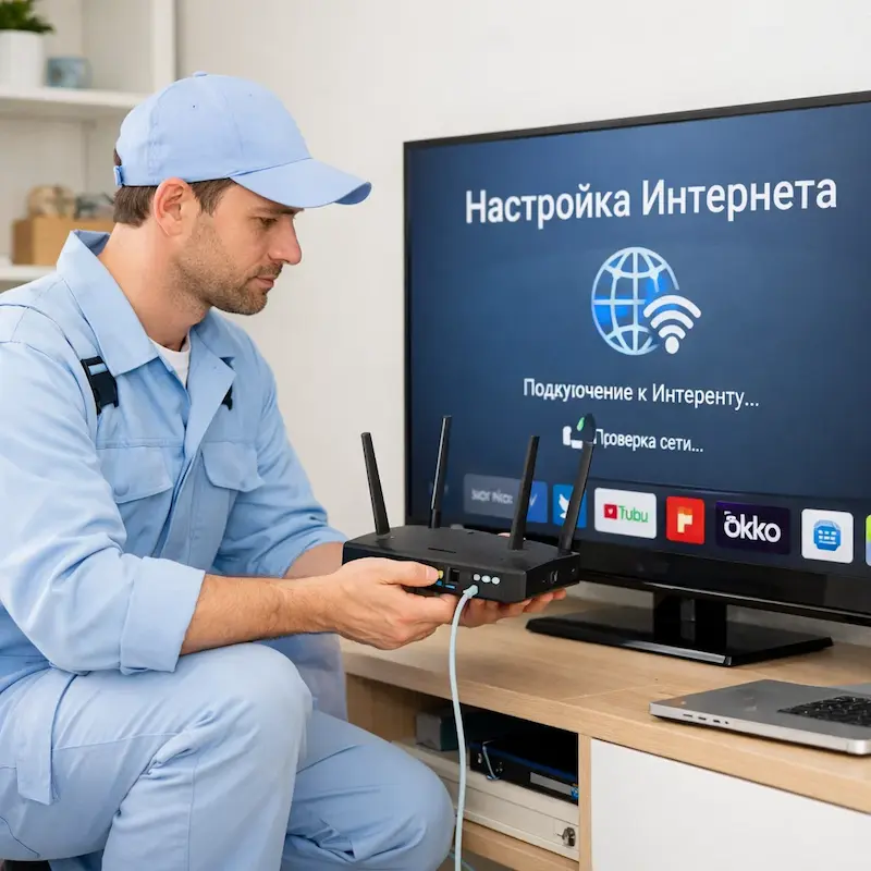 Настройка интернета на телевизоре в Чехове