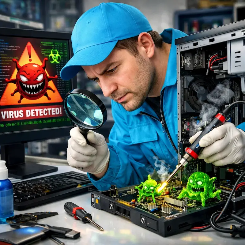 Вылечить компьютерный вирус в Чехове